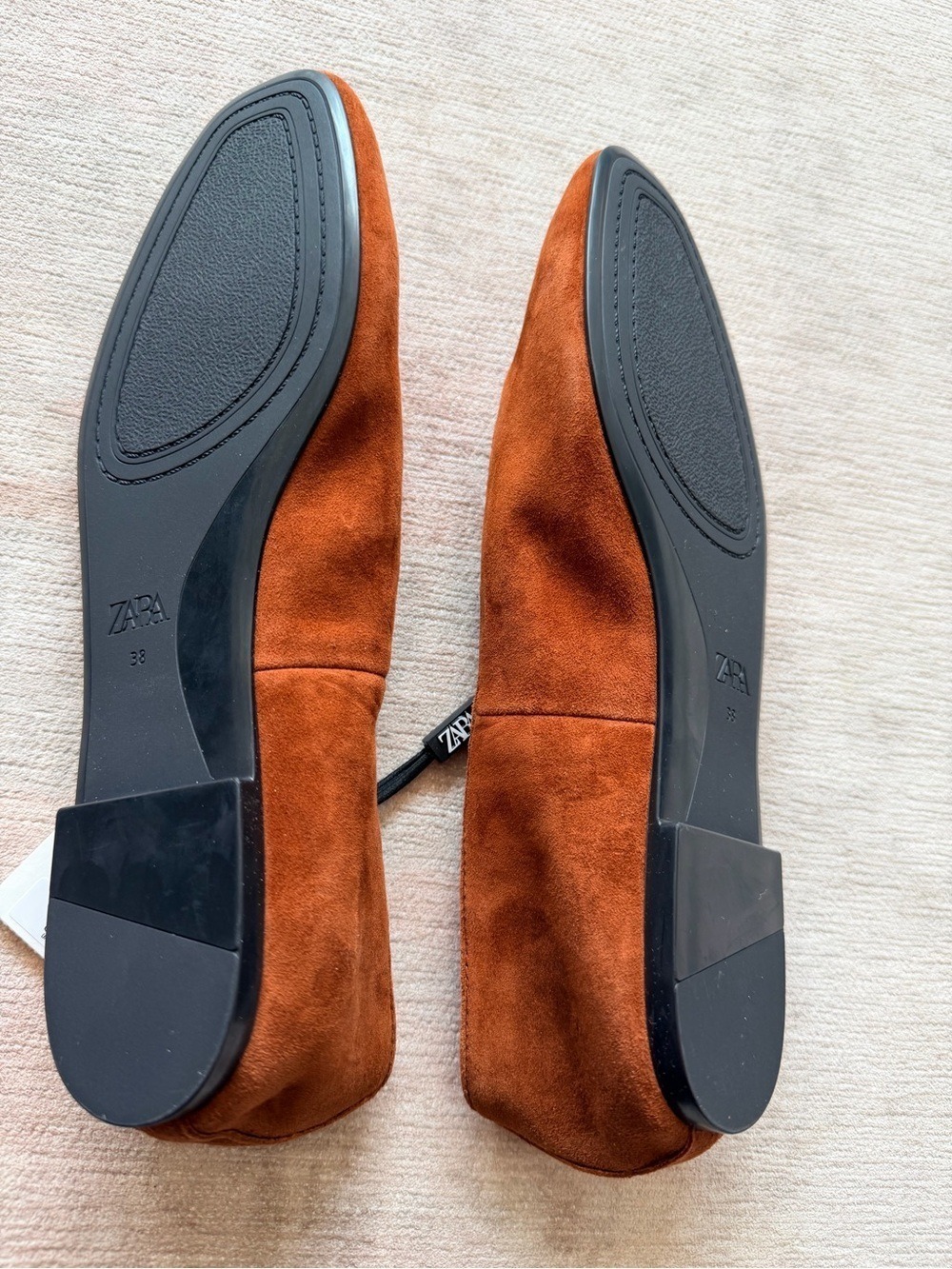 Zara Rust Brown Suede Mary Jane Flats Silver Buckle Size 7.5 NWT - Picture 2 of 4